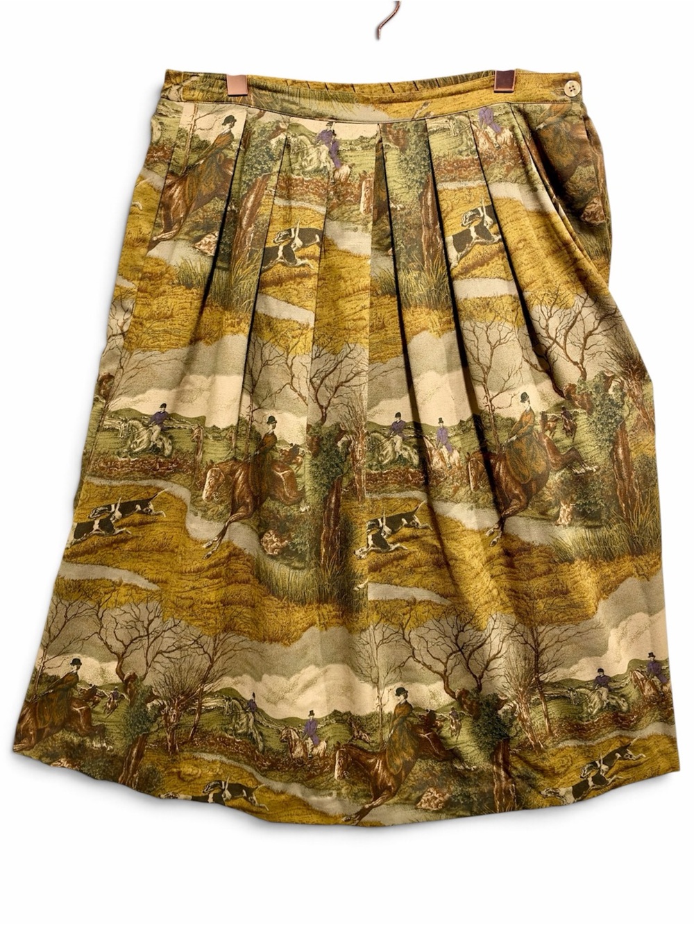 Vintage Orvis 100% Wool Fox Hunt Equestrian Pleated Midi Skirt 14